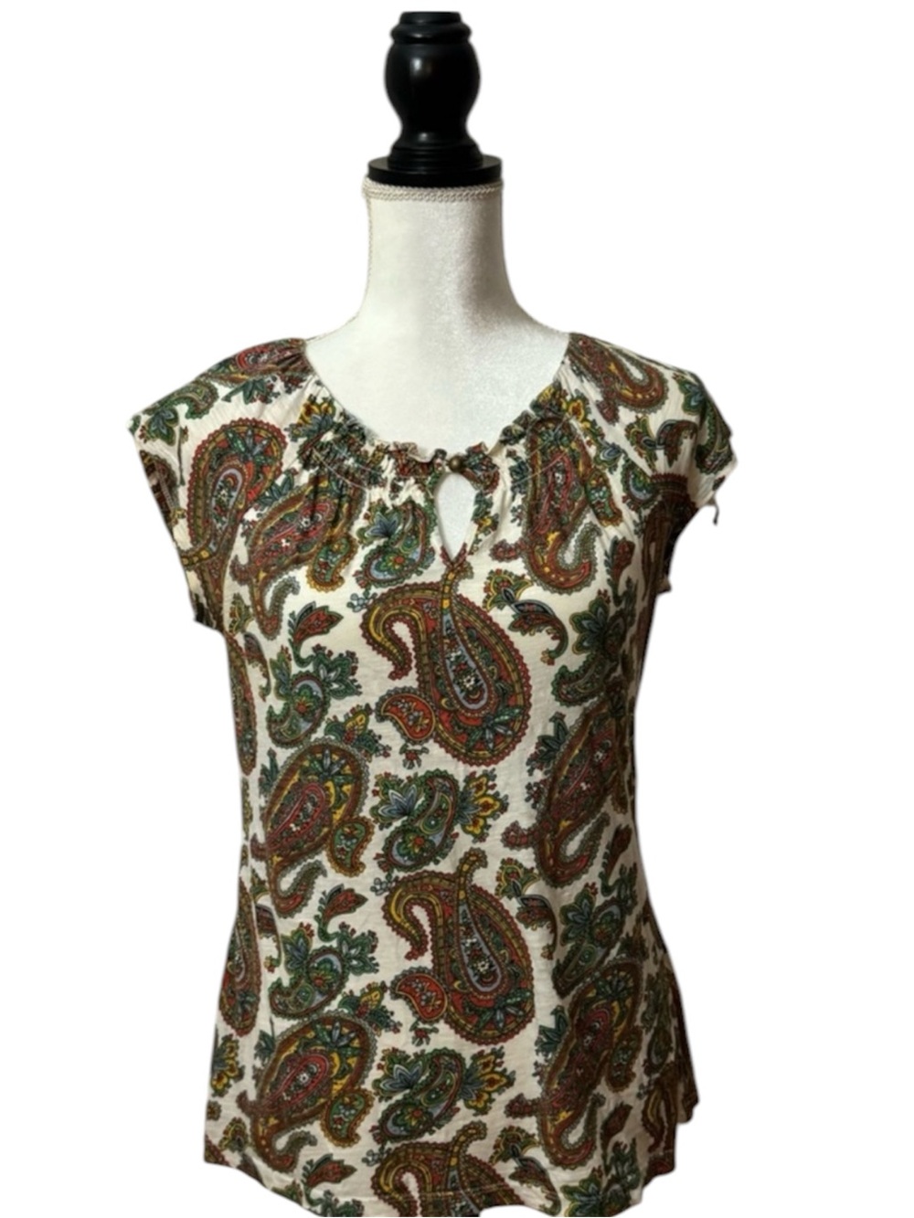 Tommy Hilfiger Paisley Print Cotton Cap Sleeve Top Size Medium